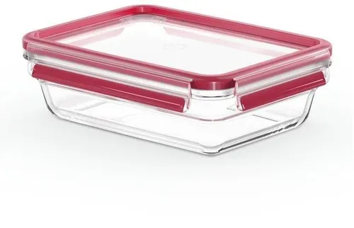 Tefal Masterseal Fresh Glas, rechteckiger Frischhaltedose, Lebensmittelaufbewahrung, stapelbar, ofen- und gefriergeeignet, N1040910, transparent, 1,1 L