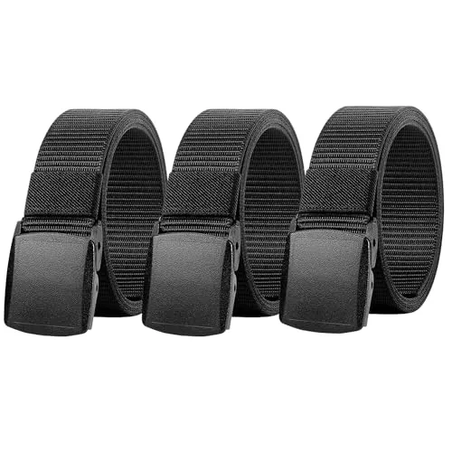 KNNICE Gürtel Herren Arbeitsgürtel, Taktischer Gürtel 3,8cm Breite Nylon Unisex Canvas Gürtel Damen (3er Schwarz)