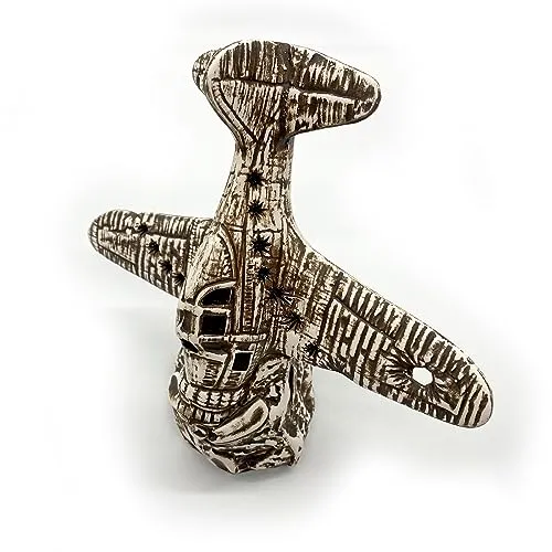 ZooPaul Keramik Deko Dekoration Aquarium Terrarium Flugzeugwrack Flugzeug Höhle 23x11x20cm