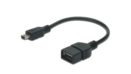DIGITUS USB 2.0 Adapter-Kabel - 0.2 m, USB Mini B (5 Pin) zu USB A (Bu), 480 Mbit/s