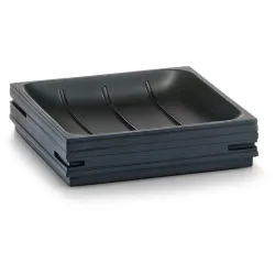 Zeller Present Handels GmbH Zeller Schiefer Seifenschale, schwarz, Hochwertiger Seifenspender in edlem modernen Schiefer-Design, Material: Polyresin, 11,2 x 11,2 x 2,6 cm 18315