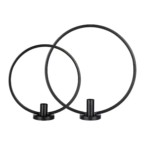 Haushalt International Kerzenhalter Ring Metall 2er Set, schwarz - Elegante Kerzenständer aus Metall im 2er Set, perfekt für stimmungsvolle Beleuchtung und dekorative Akzente in jedem Raum.