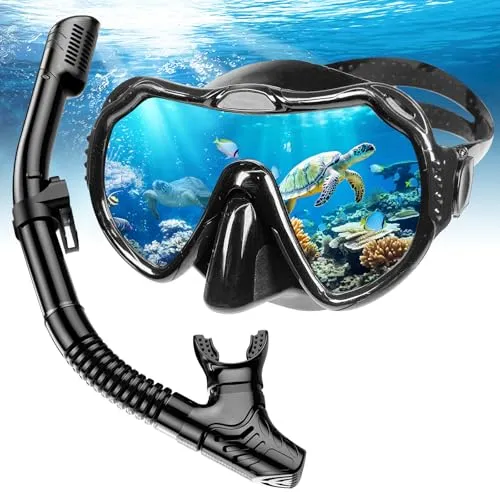 Mengine Schnorchelset Erwachsene – Dry Schnorcheln Set mit Anti-Fog Taucherbrille