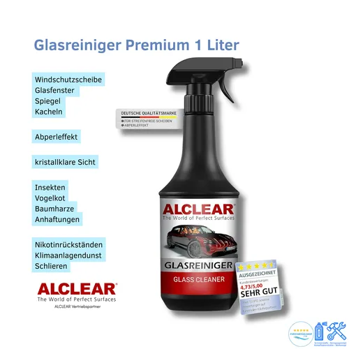 Glasreiniger 721GR - 1 Liter Flasche streifenfrei & Windschutzscheibe Alclear