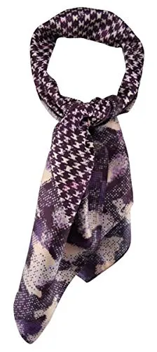 TigerTie Damen Nickituch Halstuch in lila magenta rosa creme gemustert - Größe 60 x 60 cm