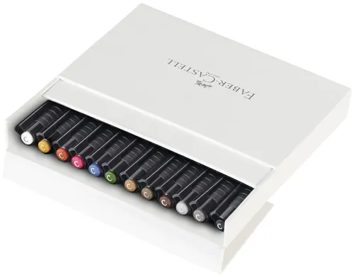 Faber-Castell Tuschestifte Pitt Artist Pen 167512 - Kalligrafie-Set mit 12 Farben - Psychologie & Hilfe - Hochwertige, pigmentierte Tuschestifte mit 2,5mm Kalligrafiespitze, ideal für kreative Projekte und kalligrafische Kunstwerke. Wasserfest und lichtbeständig.
