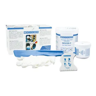 WEICON C | Aluminiumgefülltes Epoxidharz-System für Reparatur und Formgebung | 0,5 kg | grau - Klebeprodukte: Temperaturbeständiges Epoxidharz-System, ideal für großflächige Anwendungen und Formenbau, nicht korrodierend und praktisch schrumpffrei.