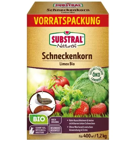 Substral Naturen Schneckenkorn Limex Bio, 1,2 kg für 400 m² - natürliches, regenfestes Ködergranulat zur Schneckenbekämpfung