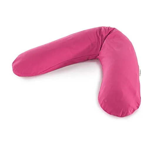 Theraline Das Original Schwangerschafts- & Stillkissen 190 cm - Kissen für Schwangerschaft und Stillzeit, gefüllt mit geräuscharmen Perlen und inkl. Außenbezug in Fuchsia. Ideal für besseren Schlaf und entspanntes Stillen.