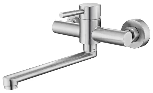 BONADE Wasserhahn Wandmontage, Wasserhahn Küche Wandarmatur mit 23cm 360° Schwenkarm, Edelstahl Küchenarmatur Wandmontage, Kalt und Heiß Einhebelmischer, Gebürstet Wasserhahn Wand für Küche