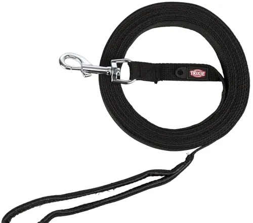 TRIXIE Schleppleine M–L, 5 m 20 mm in schwarz - Lange Hundeleine für Training und Outdoor - für mittelgroße bis große Hunde - 19901