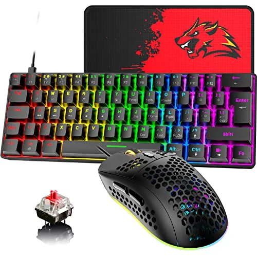 Hoopond 60% UK-Layout Gaming-Tastatur und -Maus