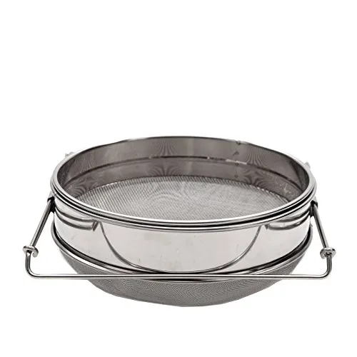 xtradefactory DOPPEL HONIGSIEB BEEComb | Ø23/23,5cm, grob/fein, ausziehbar| Doppelsieb für Imker Edesltahlsieb zur Honigfilterung