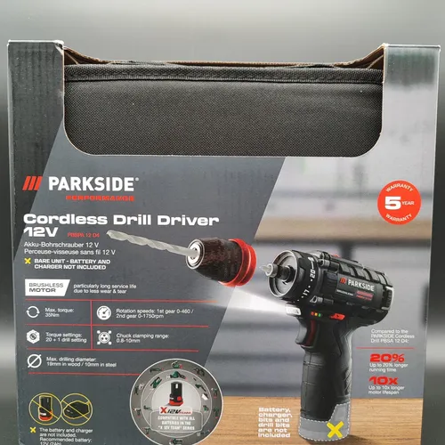 PARKSIDE PERFORMANCE 12V Akku-Bohrschrauber PBSPA 12 D4 - Bürstenloser Motor für hohe Lebensdauer, ohne Akku und Ladegerät
