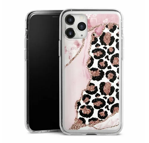 DeinDesign Handyhülle Leopard Glitzer Look Marmor Patterns and Textures Smooth Pink, Apple iPhone 11 Pro Max Silikon Hülle Bumper Case Handy Schutzhülle