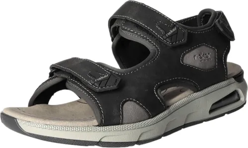 Rieker Herren-Sandale Schwarz-Grau – Komfortabel und leicht - Wanderschuhe mit Rieker Antistress-Eigenschaften für hohen Tragekomfort und optimale Passform dank verstellbaren Klettverschlüssen. Ideal für Sommer und lange Spaziergänge.