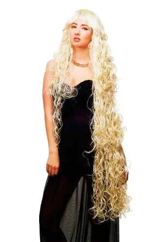 WIG ME UP – Damenperücke Perücke Ewig Lang knielang 120 cm platinblond gelockt Rapunzel TC-1035-613