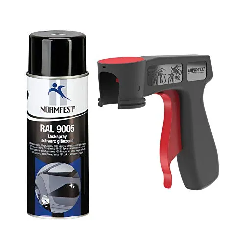 AUPROTEC Lackspray RAL 9005 schwarz glänzend Sprühlack Glanzlack Auto Lack Spray 1x 400ml + 1x Original Pistolengriff