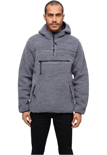 Brandit Teddyfleece Worker Pullover XL - anthrazit - Kapuzenpullover für Herren, aus hochflorigem Teddy-Fleece für hohe Wärmeleistung und angenehmen Tragekomfort. Mit geräumiger Kapuze und praktischen Reißverschlusstaschen.