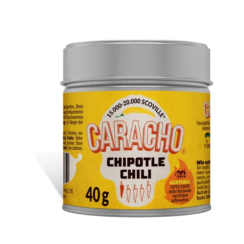 CARACHO 40g Chili Chipotle Chili Flocken - Chillipulver in Metal Gewürz Dose