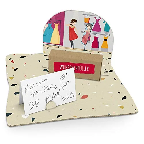 itenga Shopping Geldgeschenk Gastgeschenk Verpackung Einkaufen Gutschein mit Bodenplatte, Geschenkkarte und Stickerbogen