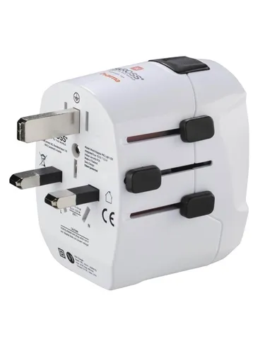 Hama World Travel Pro Light USB Netzstecker-Adapter - Universal Netzstecker-Adapter für weltweites Reisen, mit USB-Anschluss für einfaches Laden von Geräten.