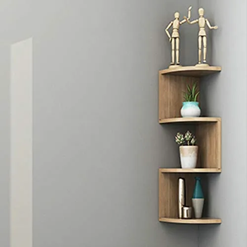 asskanaer Eckregal zur Wandmontage, klassisches 5-Ebenen Regal aus Holz - Schweberegale: Elegantes Eckregal mit 5 Ebenen, ideal für kleine Räume, um Platz zu sparen und Ihre Deko stilvoll zu präsentieren.