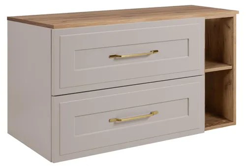 3E 3xE living.com Badezimmer-Unterschrank-Set, Kaschmir/Eiche Craft