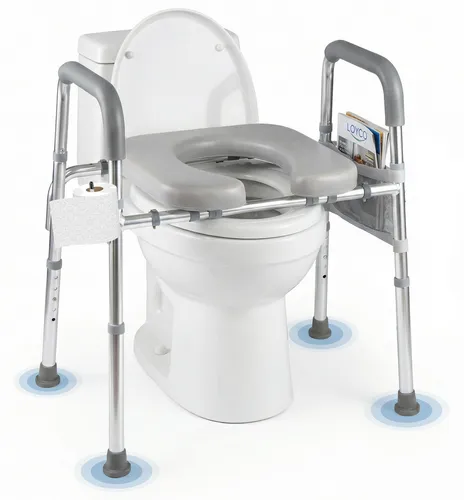 COSTWAY Toilettensitzerhöhung mit Griffen, 5-fach höhenverstellbar