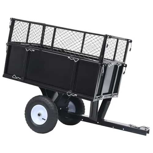 vidaXL Kippanhänger für Rasenmäher 150 kg Last - Zubehör für Gartengeräte, ideal für Gartenarbeiten mit einer beeindruckenden Ladekapazität von 150 kg und abklappbaren Seitenwänden für einfache Handhabung.