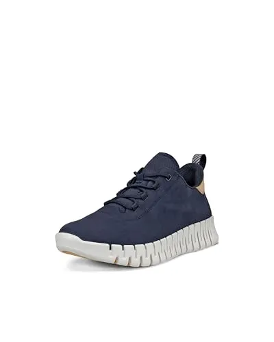 ECCO Damen Gruuv Sneaker, Marine Nubuk/Puder - Damen-Sneaker mit gepolsterter PU-Mittelsohle für flexible Bewegungen und herausnehmbaren Einlegesohlen aus 98 % recyceltem Material, ideal für individuellen Komfort.
