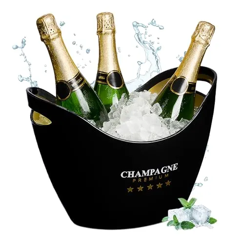 relaxdays Wein- und Sektkühler 8l in Schwarz und Gold von Relaxdays