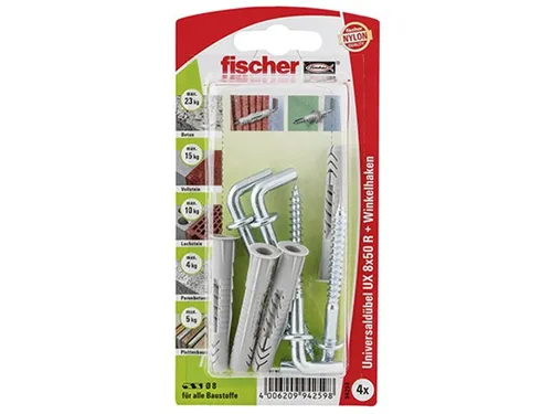 Fischer Universaldübel UX 8x50 WH mit Winkelhaken, 94259