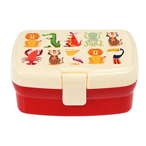 Rex London Lunchbox mit Tablett, buntes Kreaturen-Design