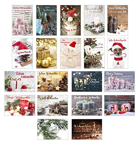 Edition Seidel Set 20 exklusive Premium Weihnachtskarten mit Umschlag. Doppelkarten/Klappkarten mit Briefumschlag. Weihnachten Karte Postkarte Weihnachtspostkarte