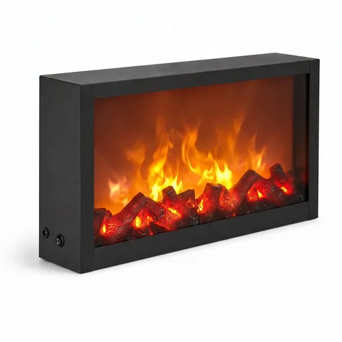 Dekorativer LED-Kamin aus Metall, kompakt 10 x 41 x 25 cm