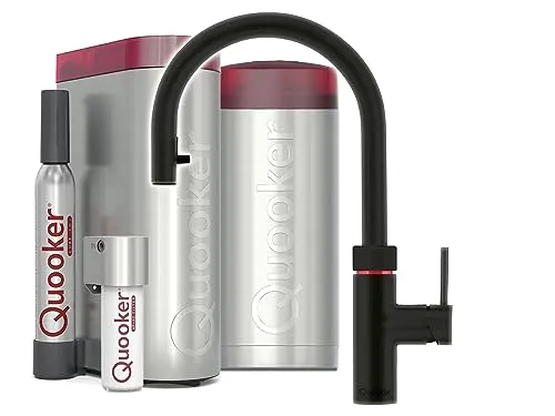 Quooker COMBI & CUBE Flex BLK (Schwarz) - Armaturen mit Kochwasser und gekühltem Wasser, energieeffizient und umweltfreundlich durch Plastikvermeidung.