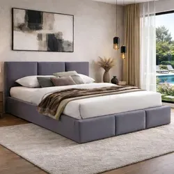 Home Collective Polsterbett Doppelbett 160x200 cm Samt grau mit Stauraum - Elegantes Polsterbett in Hellgrau, mit stabilem Metallgestell und praktischem Stauraum. Der weiche Samtbezug sorgt für Komfort, während der hydraulische Bettkasten für Ordnung sorgt. Ideal für stilvolle Schlafzimmer.