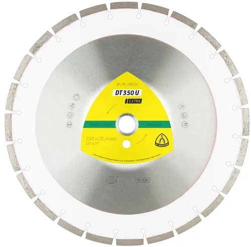 Klingspor DT 350 U Extra Diamanttrennscheibe 350 x 3 x 20 mm - Trennscheiben für universelles Schneiden, lasergeschweißte Standardsegmente für Baustellenmaterialien, leicht und vibrationsarm für schnelles Arbeiten.
