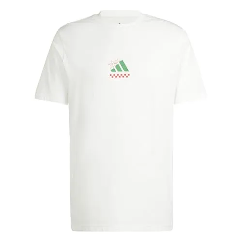 ADIDAS SPORTSWEAR M L PIZZA TEE Herren T-Shirt - Herren-Shirts aus 100% Baumwolle, superbequem und mit einer einzigartigen Pizza-Grafik auf der Rückseite – ideal für Feinschmecker und Sportliebhaber!