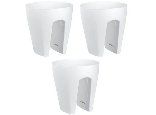 Engelland Blumentopf Geländertopf - 3er Set mit Wasserauffangschalen - Blumentöpfe für Geländer, wetterfest und frostbeständig. Ideal für Balkone oder Zäune, einfach ohne Montage anzubringen und mit 9 Litern Fassungsvermögen pro Topf.