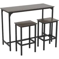 Costway Bartisch mit Barhocker mit Fußstütz Set Dunkel Braun
