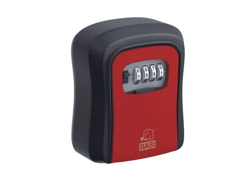 BASI Tresor Schlüsselsafe / Schlüsselbox (Packung, 1-St), Zahlenschloss 4-stellig, Aluminiumgehäuse, wetterfest, Schwarz/Rot