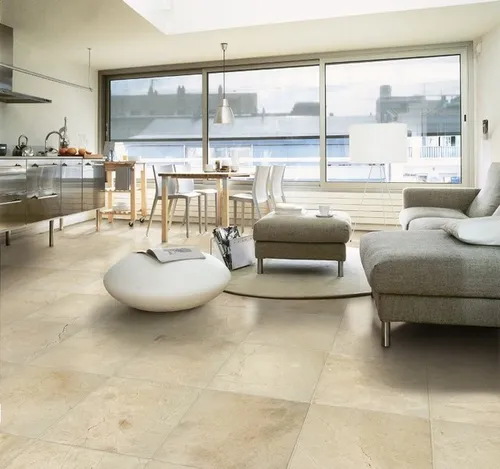 Luxus Marmor Boden Crema Fliese 60x60 - Boden- & Wandfliesen: Hochwertige Natursteinfliesen in glänzendem Crema Marfil, ideal für Innen- und Außenbereiche mit modernem Stil.