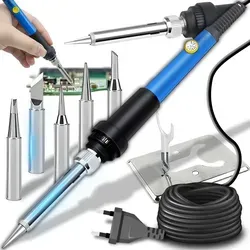 Lötkolben Set Lötset Brennkolben und Löt-Set mit 5 Lötkolbenspitzen Temperatur einstellbar 200-450°C Lötkolbenständer Elektrischer Lötzinn ...