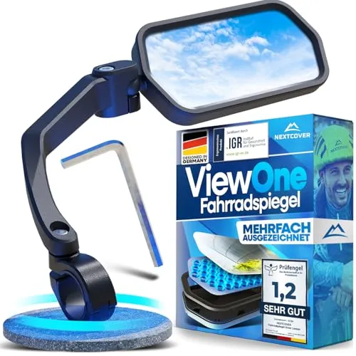 NEXTCOVER® Fahrradspiegel für Lenker [rechts] mit ProVision-Echtglas I fest sitzender Fahrrad Rückspiegel I Spiegel rechts I Rückspiegel Fahrrad I Ebike I EScooter I Fahrradspiegel E Bike