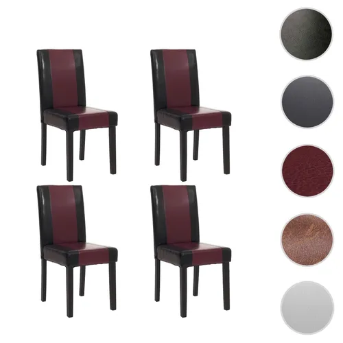 4er-Set Esszimmerstuhl Littau - Kunstleder in Schwarz-Rot - Stühle für Esszimmer, modernes Design mit hoher Rückenlehne und bequemer Polsterung für höchsten Sitzkomfort. Robuste Bauweise mit 135 kg Belastbarkeit, ideal für gesellige Abende.
