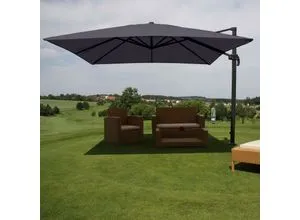 Gastronomie-Ampelschirm MCW-A96, 3x4m Sonnenschirm - Sonnenschirm aus robustem Polyester und Aluminium, mit praktischem Kurbelmechanismus. Ideal für Gastronomie und große Terrassen, bietet optimalen Schatten.
