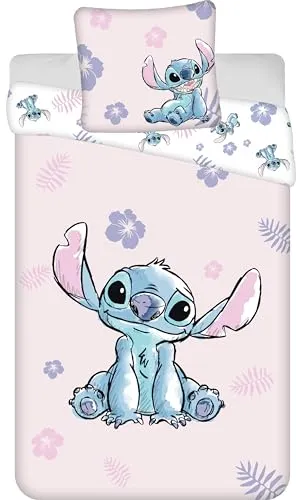 Jerry Fabrics Bettwäsche Stitch Pink, 100 % Baumwolle, wendbarer Bettbezug 140 x 200 cm + Kissenbezug 65 x 65 cm