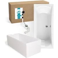 Calmwaters Badewanne Modern Curved 180 x 80 cm - Moderne Duowanne für zwei, aus hochwertigem Acryl mit 250 l Fassungsvermögen und ergonomischer Körperform für maximalen Komfort. Pflegeleicht und schnell zu montieren mit schallisolierendem Wannenträger.
